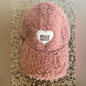 Sherpa Baseball Cap With Stay Cozy Heart